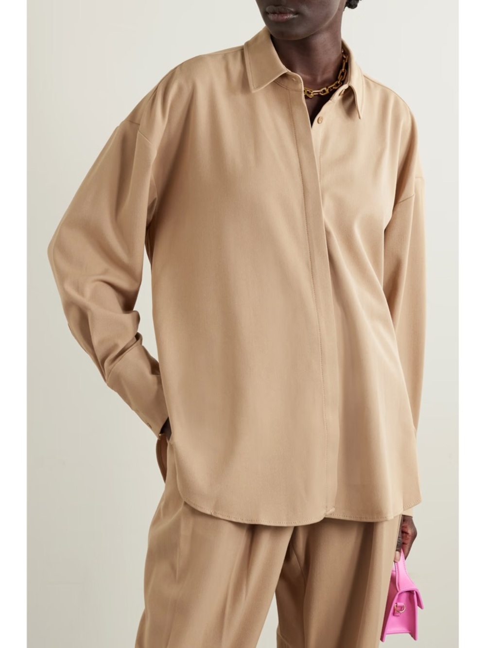STAUD Colton Oversized Button-front Shirt Jacket In Camel  NWT$295 M